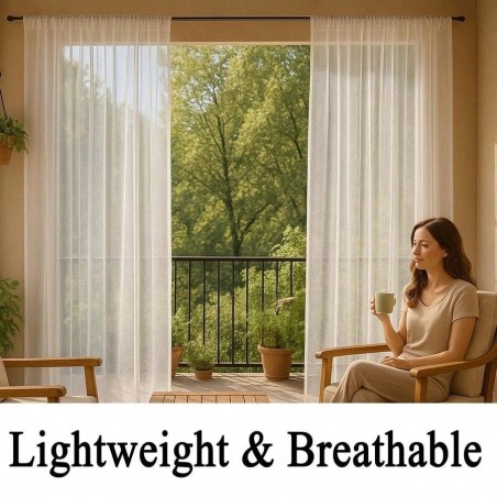 Waterproof Outdoor Patio Screen Mesh Curtains - 2 Panels, 125x98 Inch