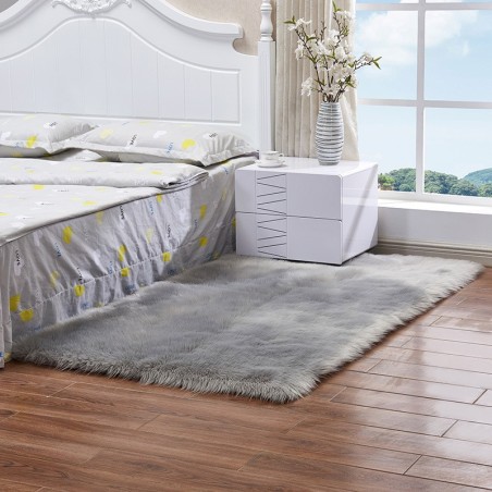A Faux Fur Plush Carpet for Home Use in Bedroom, Living Room, and Beside the Bed