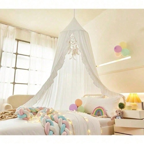Ruffled Bed Canopy for Girls Room - Princess Play Tent Decor
