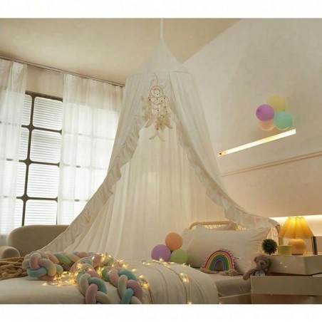 Ruffled Bed Canopy for Girls Room - Princess Play Tent Decor