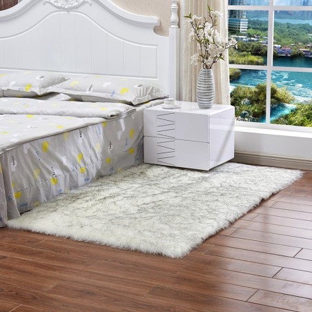 A Faux Fur Plush Carpet for Home Use in Bedroom, Living Room, and Beside the Bed