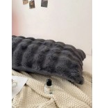 Long Grey Plush Pillow Cover - Washable, No Filler Included