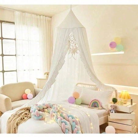 Ruffled Bed Canopy for Girls Room - Princess Play Tent Decor