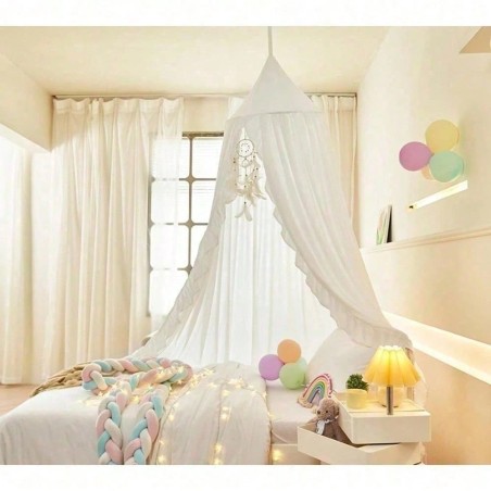 Ruffled Bed Canopy for Girls Room - Princess Play Tent Decor
