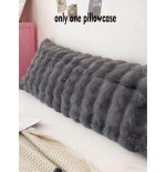 Long Grey Plush Pillow Cover - Washable, No Filler Included