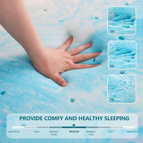 Cooling Gel Memory Foam Mattress Topper - Twin to King Sizes