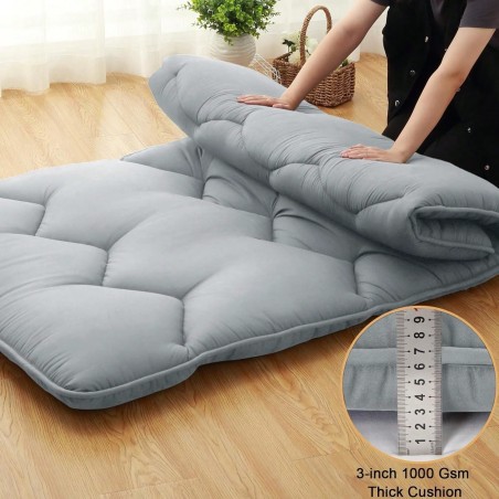 Queen Japanese Futon Mattress - 3-Inch Foldable Tatami Floor Bed