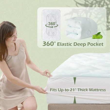 Twin XL Bamboo Memory Foam Mattress Topper | Back Pain Relief