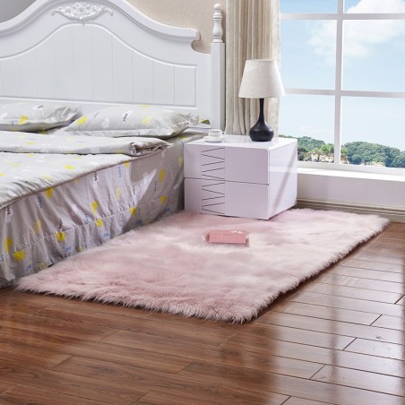 A Faux Fur Plush Carpet for Home Use in Bedroom, Living Room, and Beside the Bed