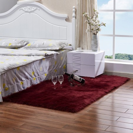 A Faux Fur Plush Carpet for Home Use in Bedroom, Living Room, and Beside the Bed