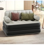Inflatable Mattress with Built-In Pump & Bed Skirt - Gray Top