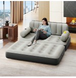 Inflatable Mattress with Built-In Pump & Bed Skirt - Gray Top