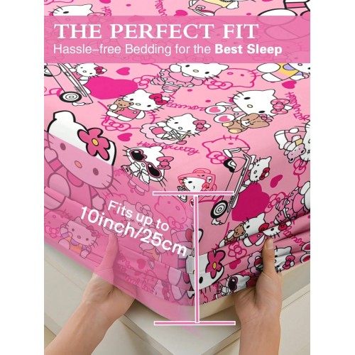 Sanrio Cute Cartoon Fitted Sheet - Breathable Mattress Protector