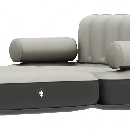 Inflatable Mattress with Built-In Pump & Bed Skirt - Gray Top