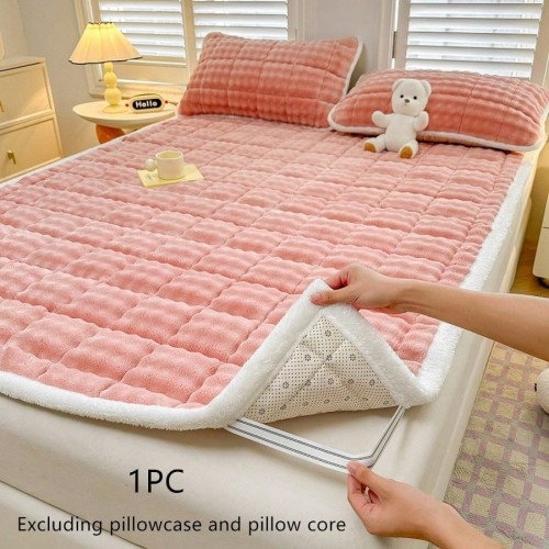 Gray Quilted Mattress Pad Protector with Elastic Straps