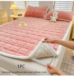 Gray Quilted Mattress Pad Protector with Elastic Straps