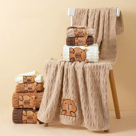 Corduroy household soft absorbent towel and bath towel set