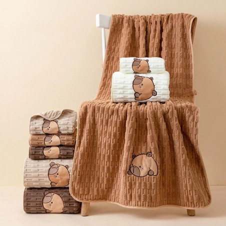 Corduroy household soft absorbent towel and bath towel set