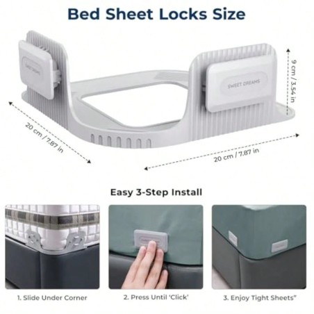 Snap-Lock Fitted Sheet Holders - 4 Pack ABS Straps for Mattresses