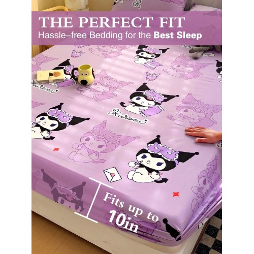 Sanrio Cartoon Fitted Sheet - Breathable Anti-Pilling Mattress Protector, Twin/Full/Queen/King, Machine Washable