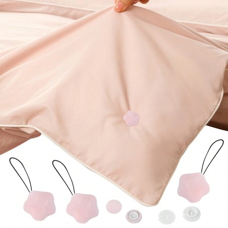 Duvet Clips Set - 16 Pink Pins & Green Threader for Comforter