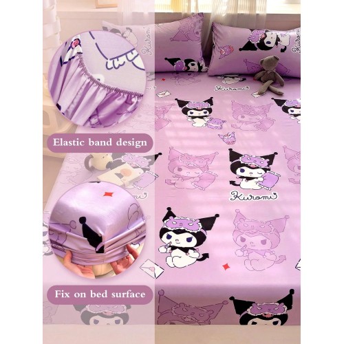 Sanrio Cartoon Fitted Sheet - Breathable Anti-Pilling Mattress Protector, Twin/Full/Queen/King, Machine Washable