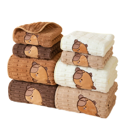 Corduroy household soft absorbent towel and bath towel set