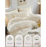 Cream White Bubble Plush Sherpa Fleece Duvet Cover Set - 3 Piece