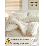 Cream White Bubble Plush Sherpa Fleece Duvet Cover Set - 3 Piece