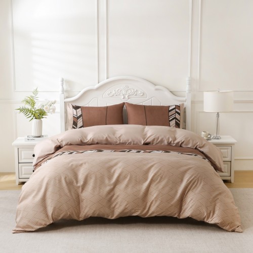 Modern Geometric Duvet Cover Set - Minimalist Chevron Bedding