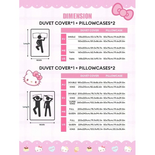 Sanrio 3-Piece Bedding Set: Duvet Cover & 2 Pillowcases
