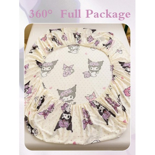 Sanrio Cinnamoroll Fitted Sheet – Cute Cartoon Print, Breathable Mattress Protector (Twin to King)