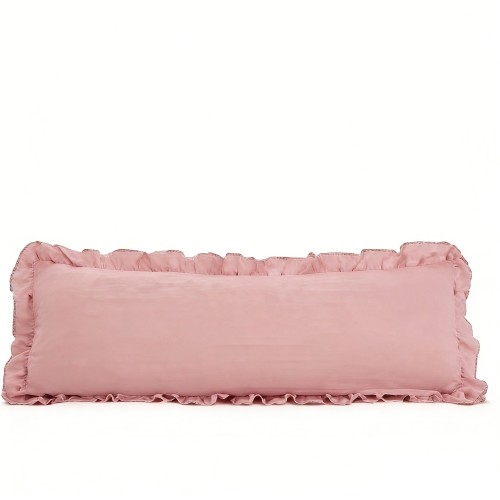 Solid Color Ruffle Edge Body Pillow Cover 20x54 Inch - Breathable