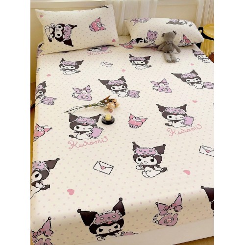 Sanrio Cinnamoroll Fitted Sheet – Cute Cartoon Print, Breathable Mattress Protector (Twin to King)