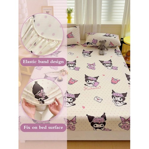 Sanrio Cinnamoroll Fitted Sheet – Cute Cartoon Print, Breathable Mattress Protector (Twin to King)
