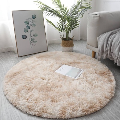 Nordic Style Round Plush Rug, Fluffy Shaggy Carpet for Living Room Bedroom, Anti-Slip Indoor Mat (Multiple Colors Available)
