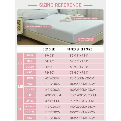 Soft Solid Color Fitted Sheet - 25cm Deep Pocket, Oeko-Tex Certified