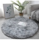 Nordic Style Round Plush Rug, Fluffy Shaggy Carpet for Living Room Bedroom, Anti-Slip Indoor Mat (Multiple Colors Available)