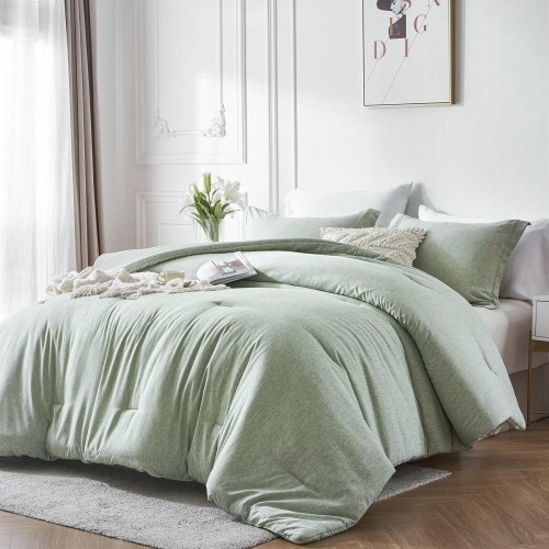 Boho Cationic Dyeing Queen Comforter Set - Luxury All Season Bedding