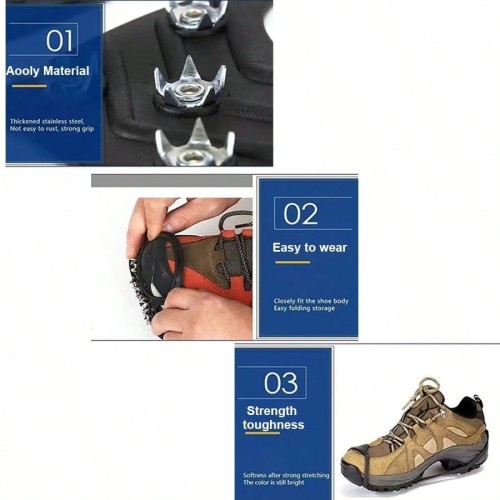 Anti-Slip Ice Cleats - Steel Spike Shoe Covers for Winter Walking