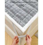 Gray Quilted Mattress Pad - Plush Taffeta Protector with Straps