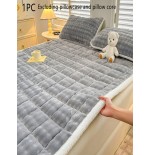 Gray Quilted Mattress Pad - Plush Taffeta Protector with Straps