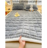 Gray Quilted Mattress Pad - Plush Taffeta Protector with Straps