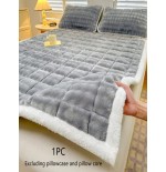 Gray Quilted Mattress Pad - Plush Taffeta Protector with Straps