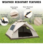 3-4 Person Automatic Pop-Up Tent - 3-Second Setup, Waterproof