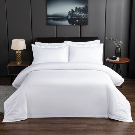 White Cotton Bedding Set, Minimalist Full Cotton Duvet Cover Pillowcase 4-Piece Bed Set