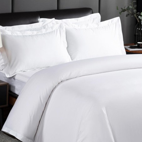 White Cotton Bedding Set, Minimalist Full Cotton Duvet Cover Pillowcase 4-Piece Bed Set