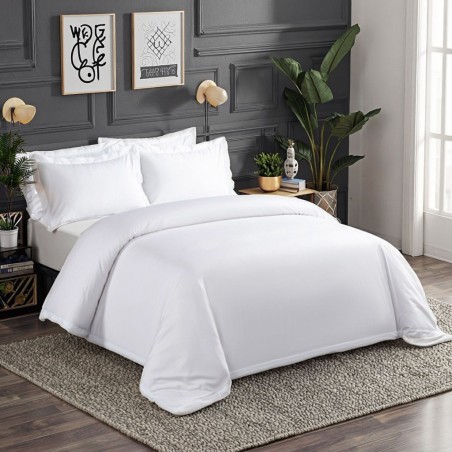 White Cotton Bedding Set, Minimalist Full Cotton Duvet Cover Pillowcase 4-Piece Bed Set