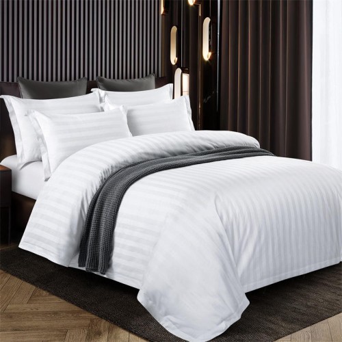 White Cotton Bedding Set, Minimalist Full Cotton Duvet Cover Pillowcase 4-Piece Bed Set