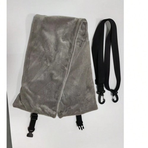 Adjustable Velvet Travel Neck Pillow - Fillable & Foldable